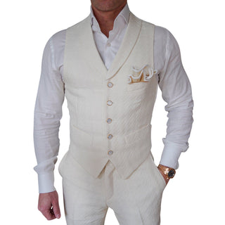 Vanilla Crema Houndstooth Ciottoli Waistcoat