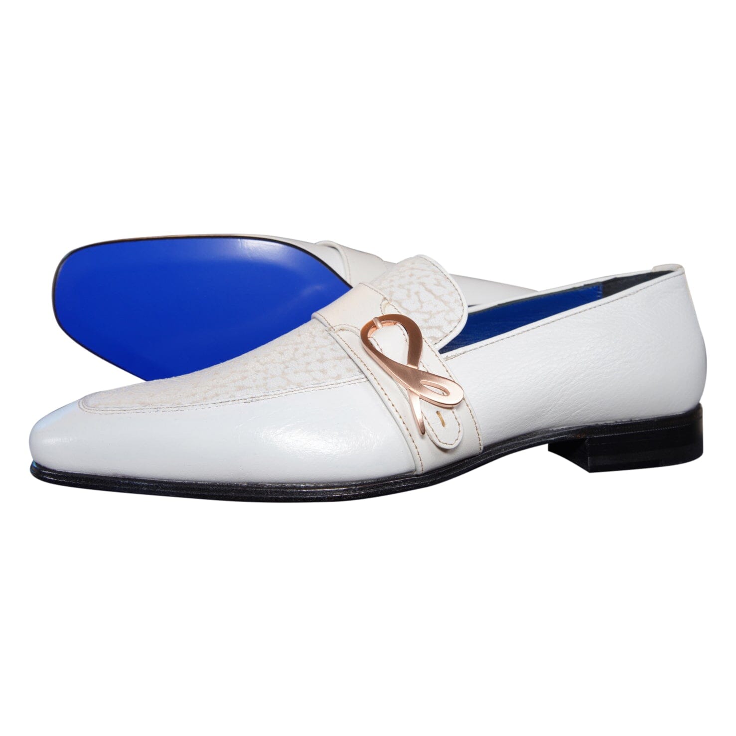 rose gold mens dress shoes Men shoes- Deste By Day Fashion mens chukka boot White Piega Monk Rose Gold
