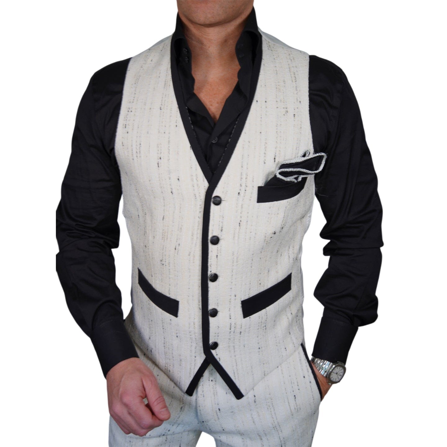 Vanilla Stracciatella Tweed Ciottoli Waistcoat