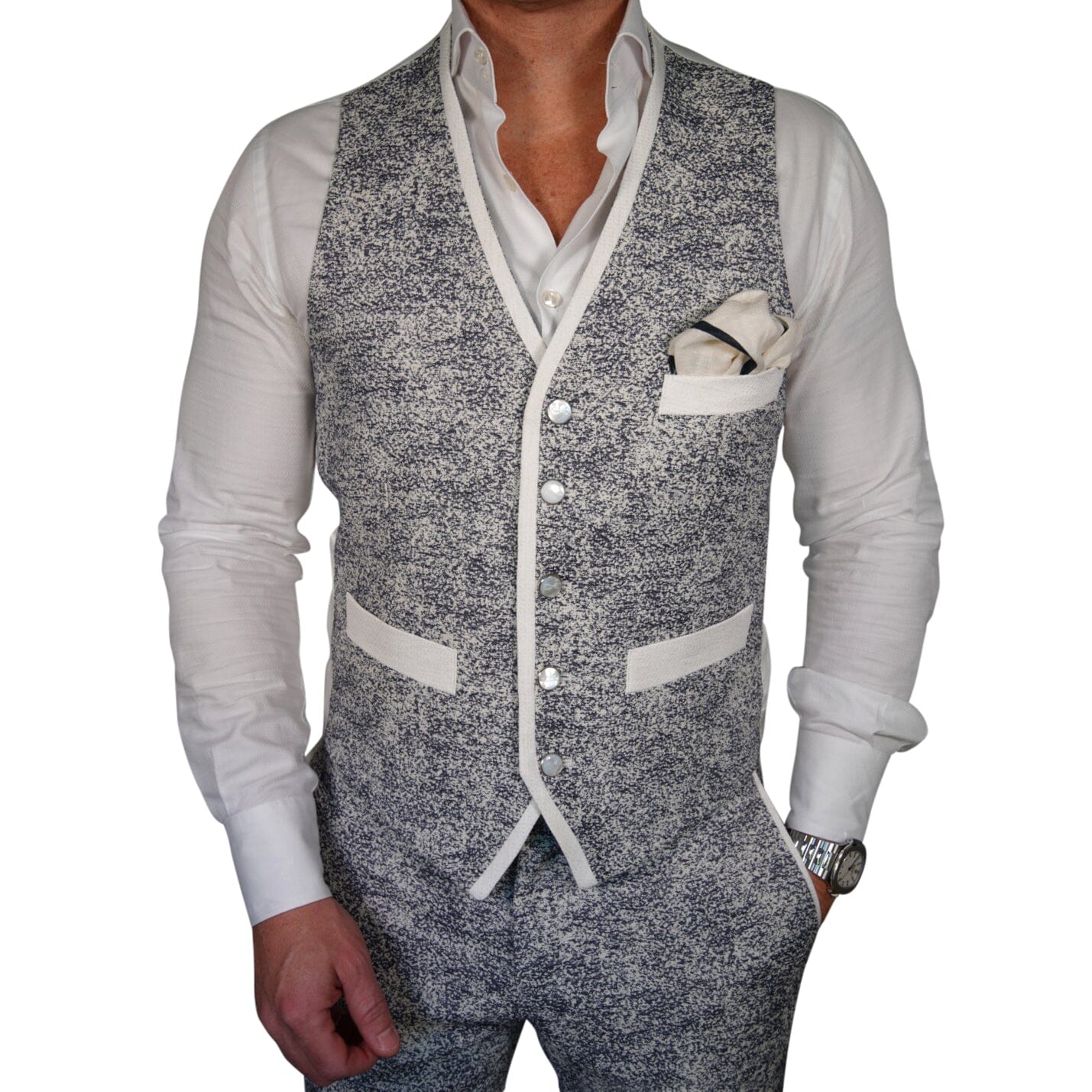 Vintage Blu Grano Ciottoli Waistcoat