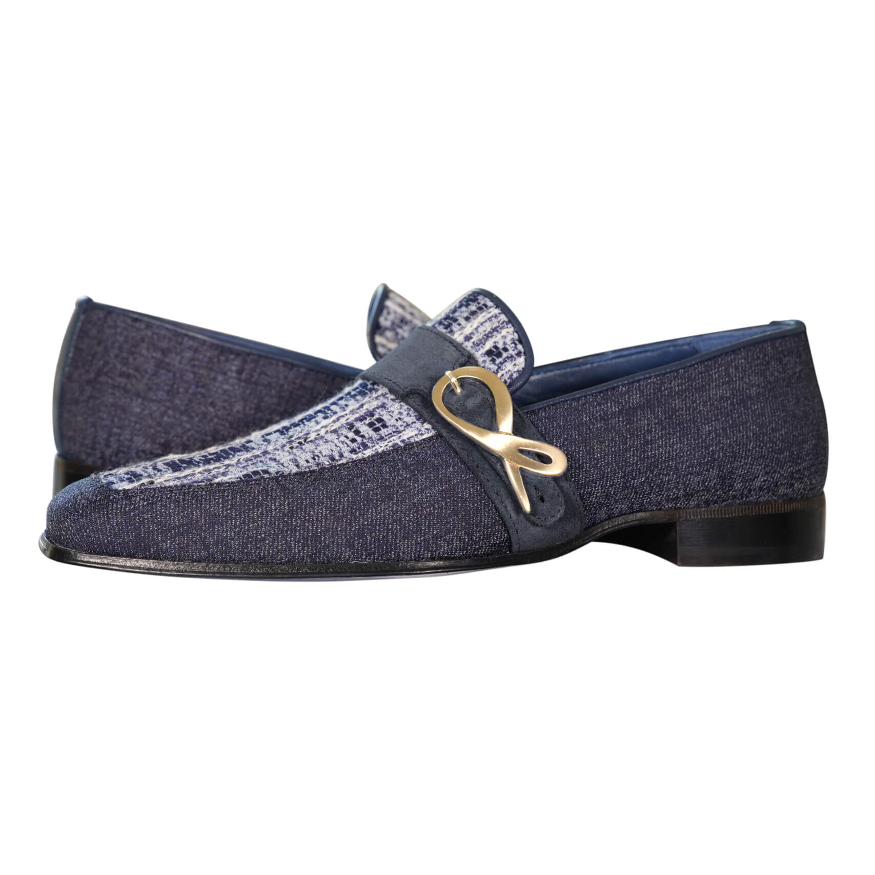 Vintage Denim Tweed Yellow Gold Monk Loafer