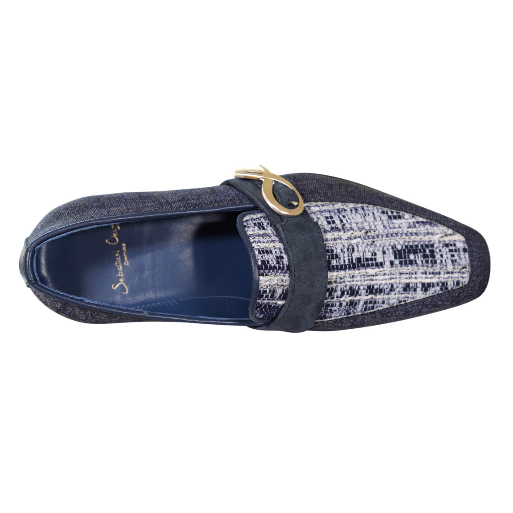 Vintage Denim Tweed Yellow Gold Monk Loafer