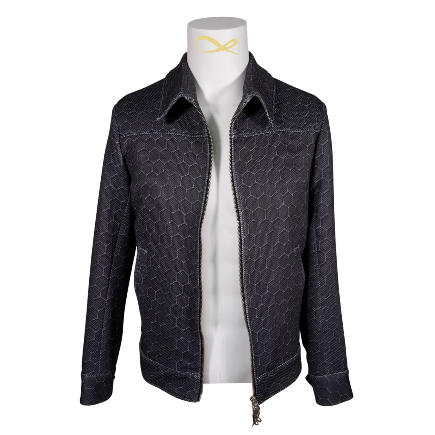 Charcoal Honeycomb Luxury Performance Two Way Bomber Jacket