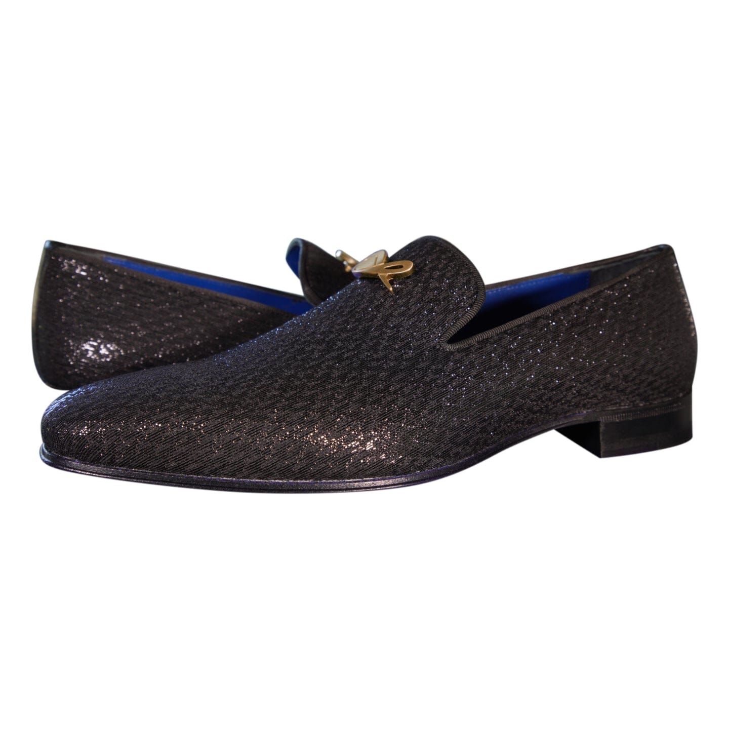 Black Diamante With Yellow Gold Hardware Loafer