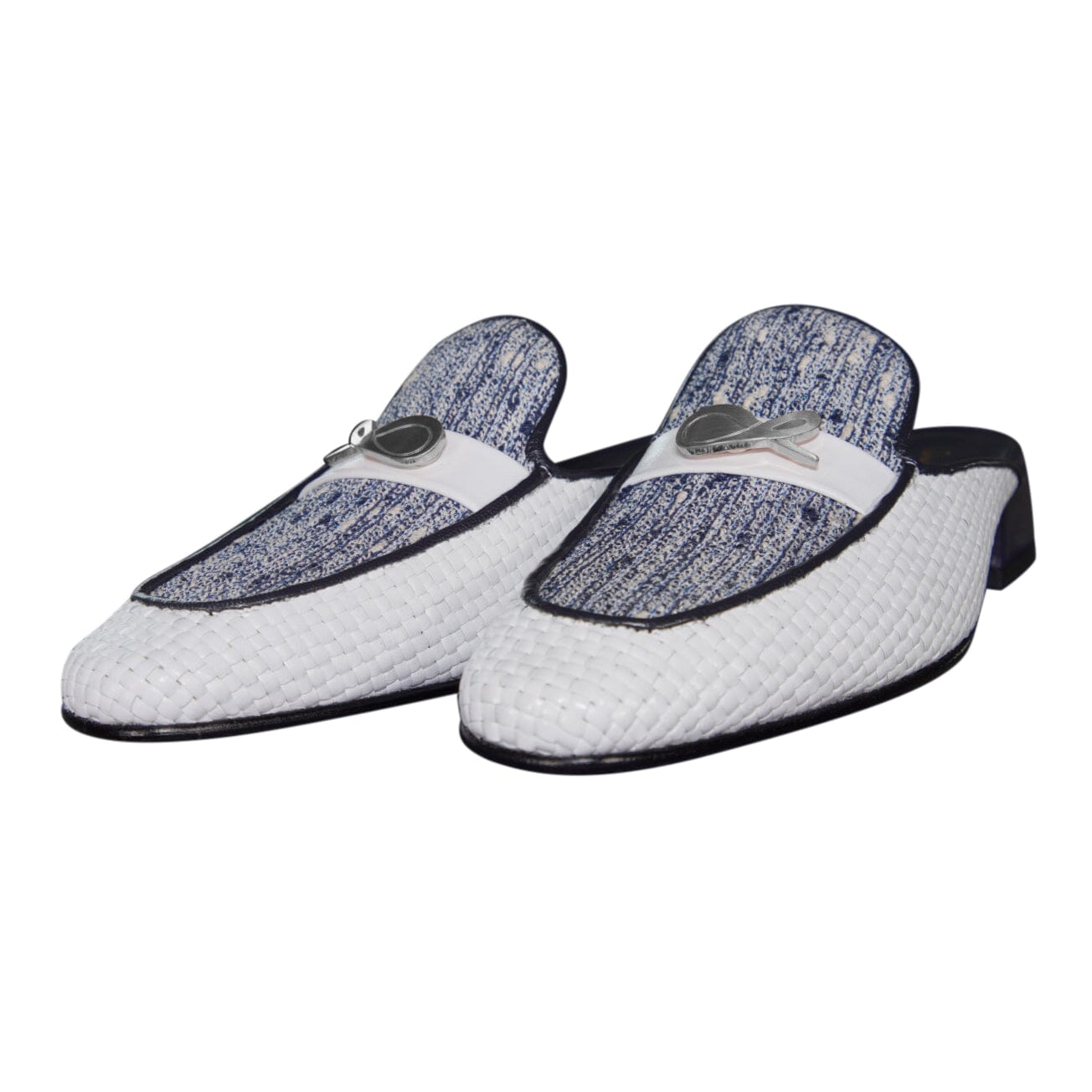 Cobalt Tweed Tessere Silver Slipper