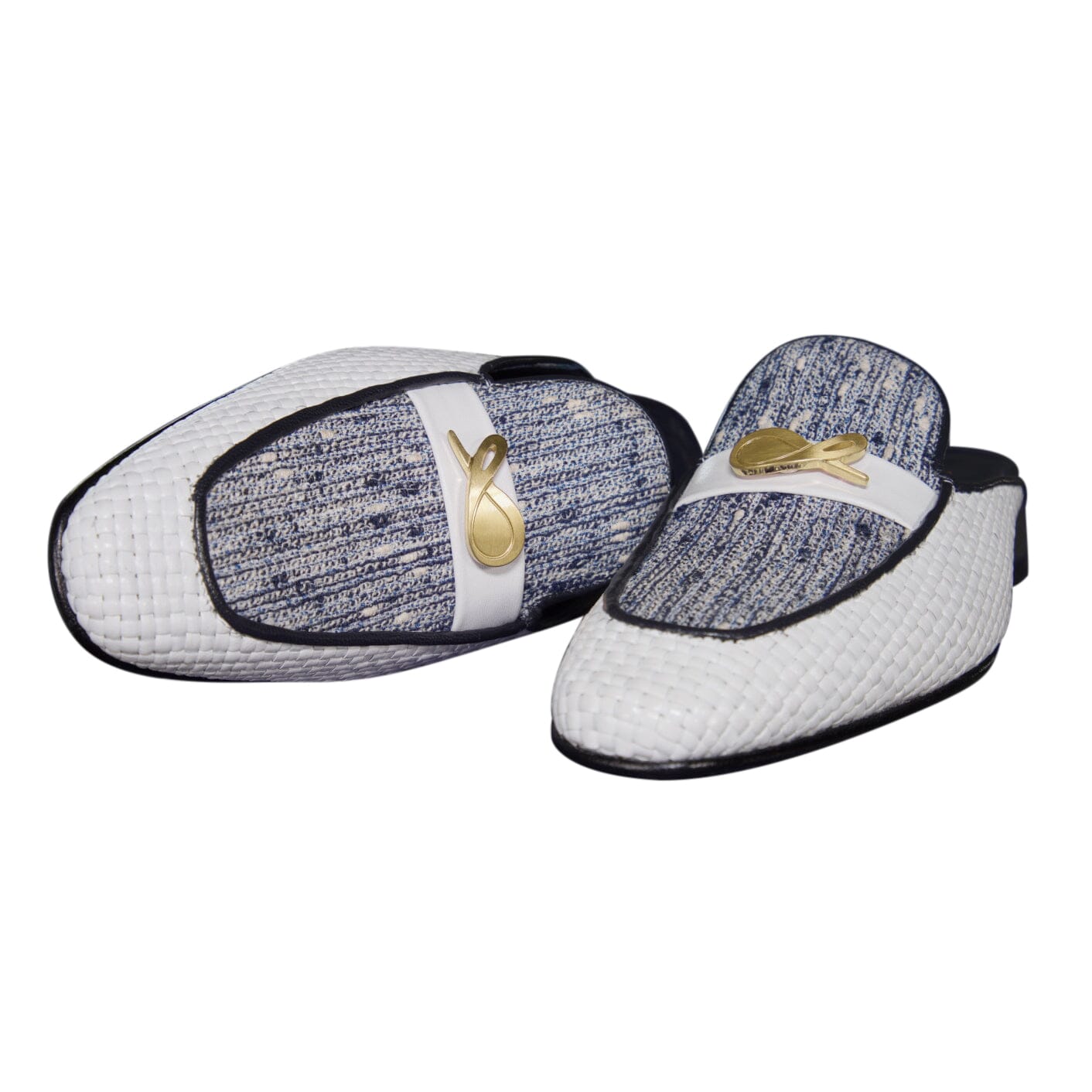 Cobalt Tweed Tessere Gold Slipper