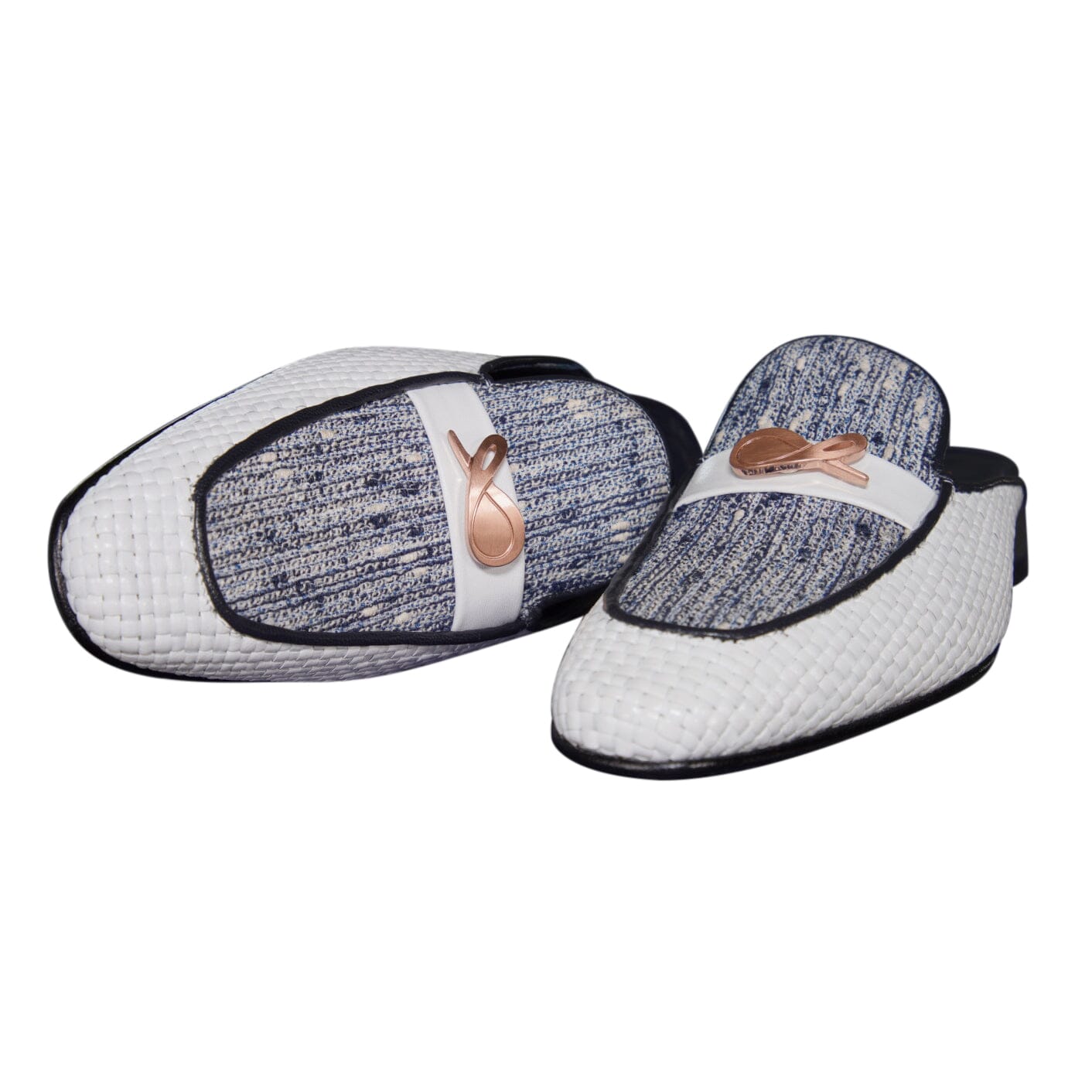 Cobalt Tweed Tessere Rose Gold Slipper