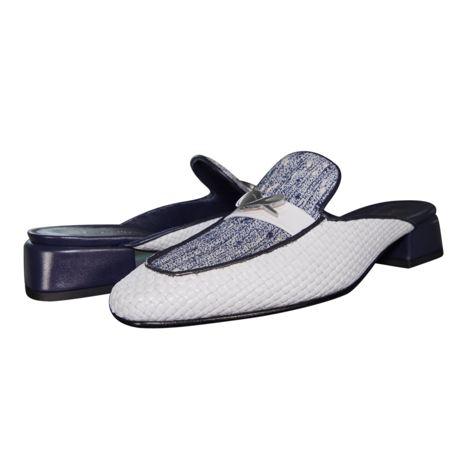 Cobalt Tweed Tessere Silver Slipper