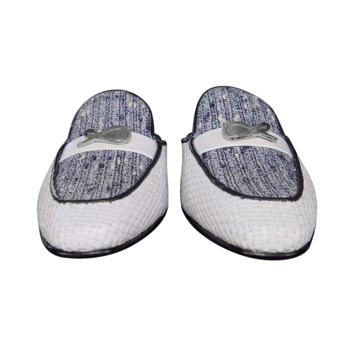 Cobalt Tweed Tessere Silver Slipper