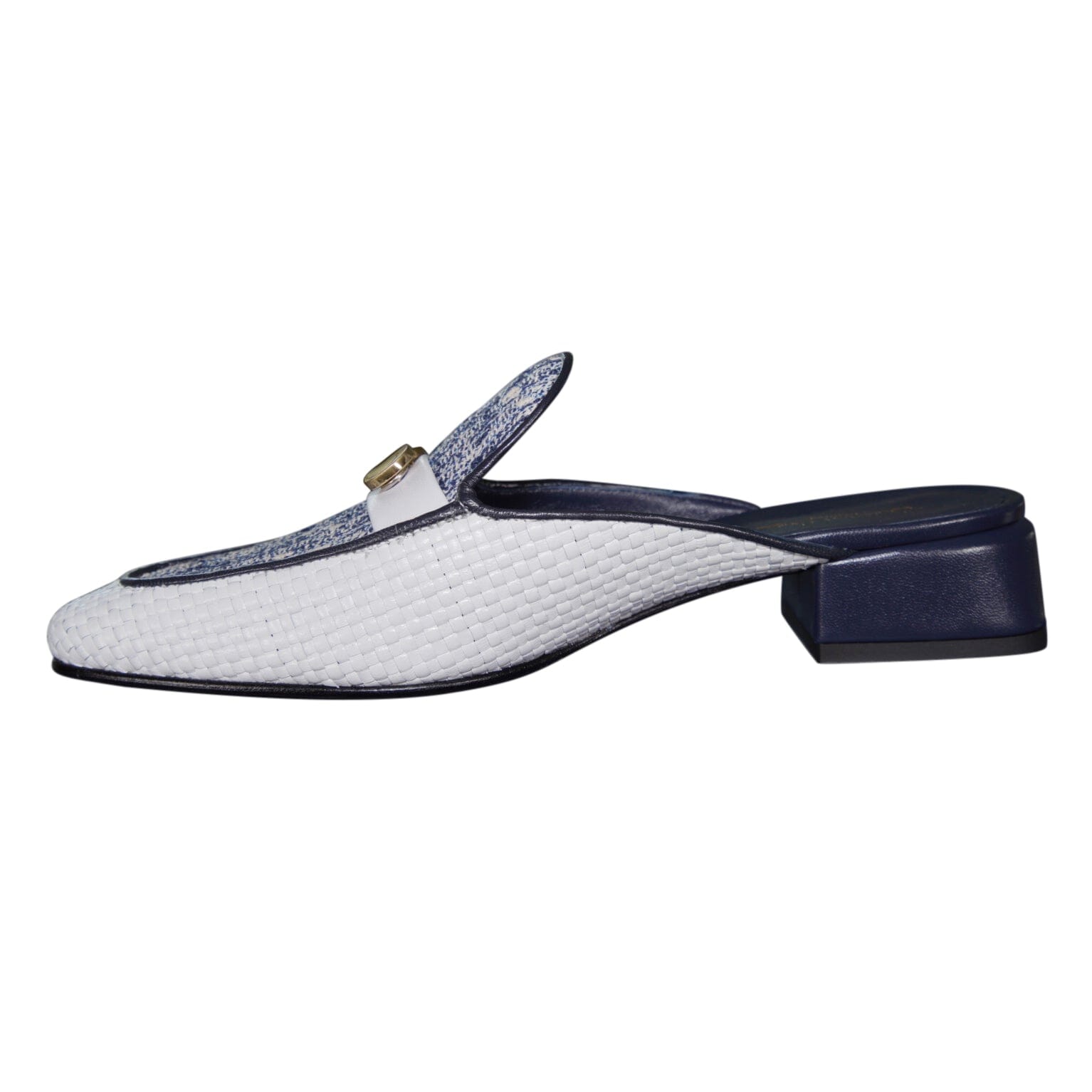 Cobalt Tweed Tessere Gold Slipper