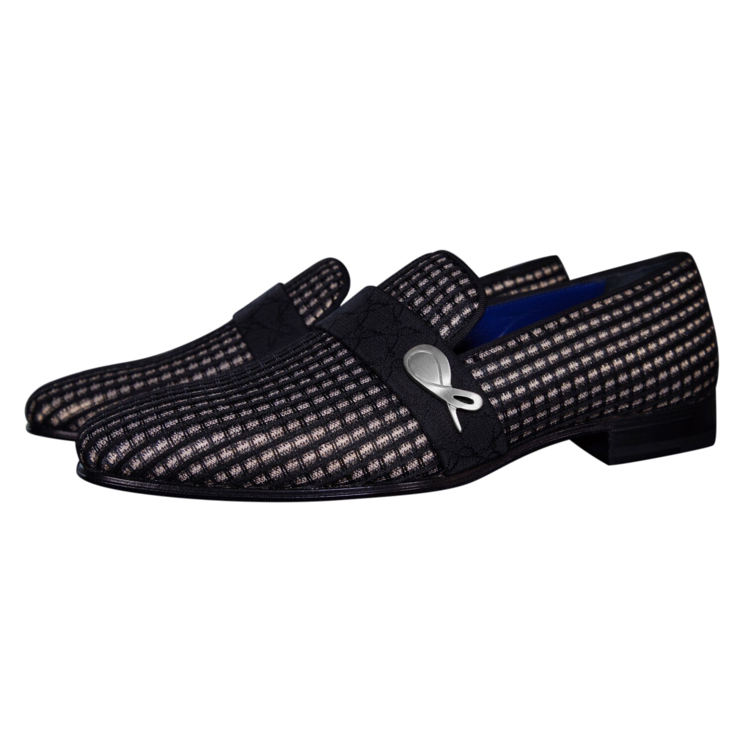 Black Oro Waffle Silver Loafer