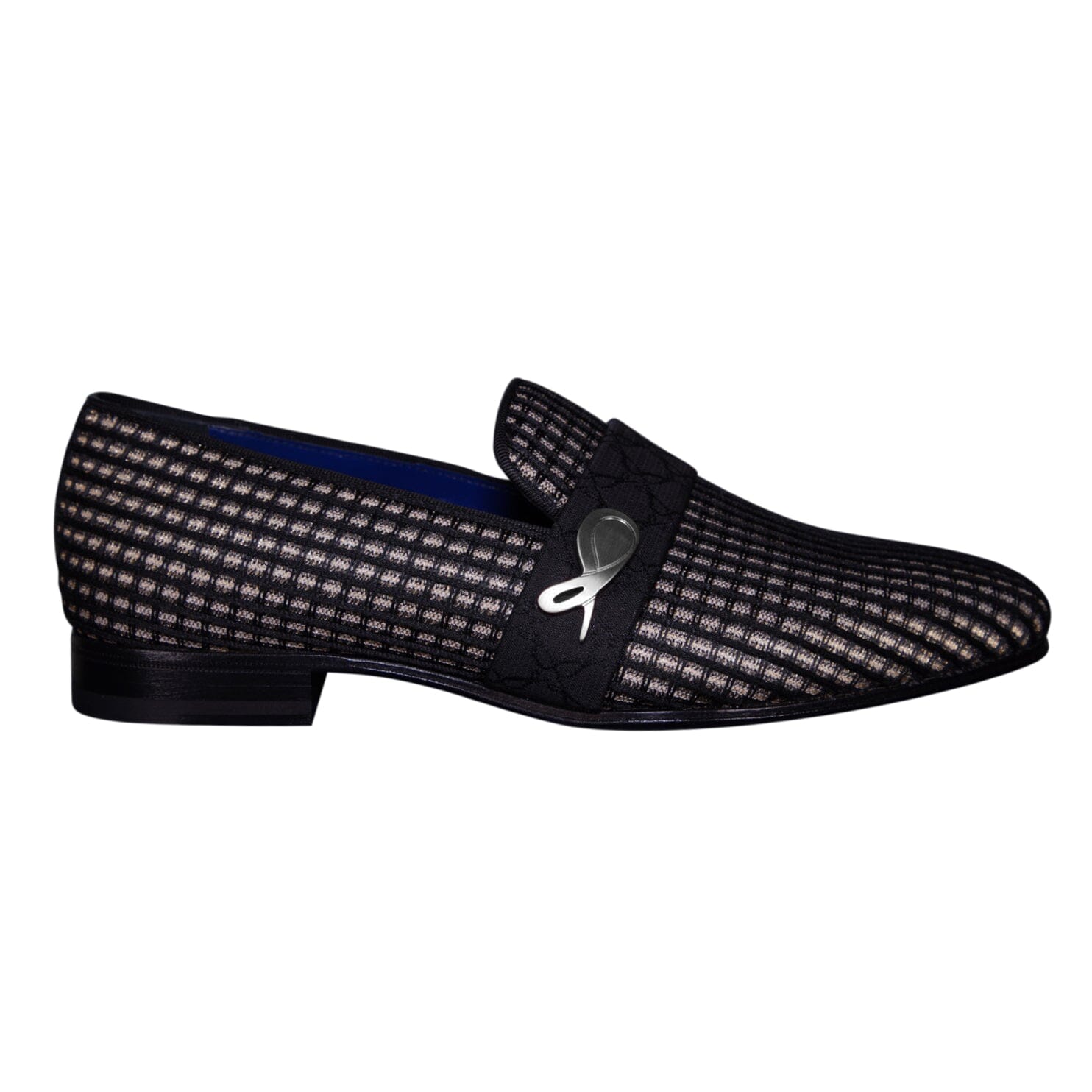 Black Oro Waffle Silver Loafer