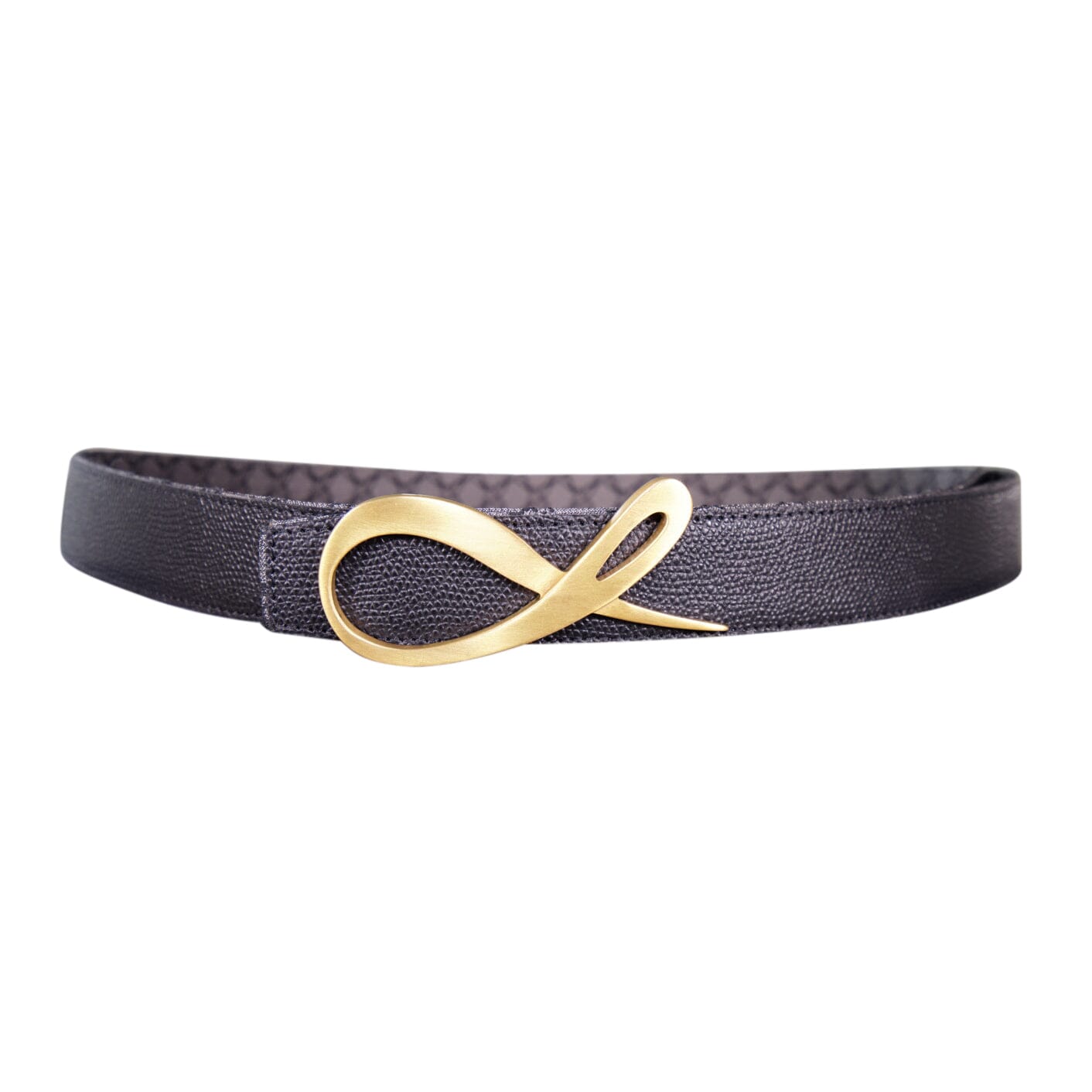 Charcoal Nero Logo Reversible Belt With Gold Signature Buckle