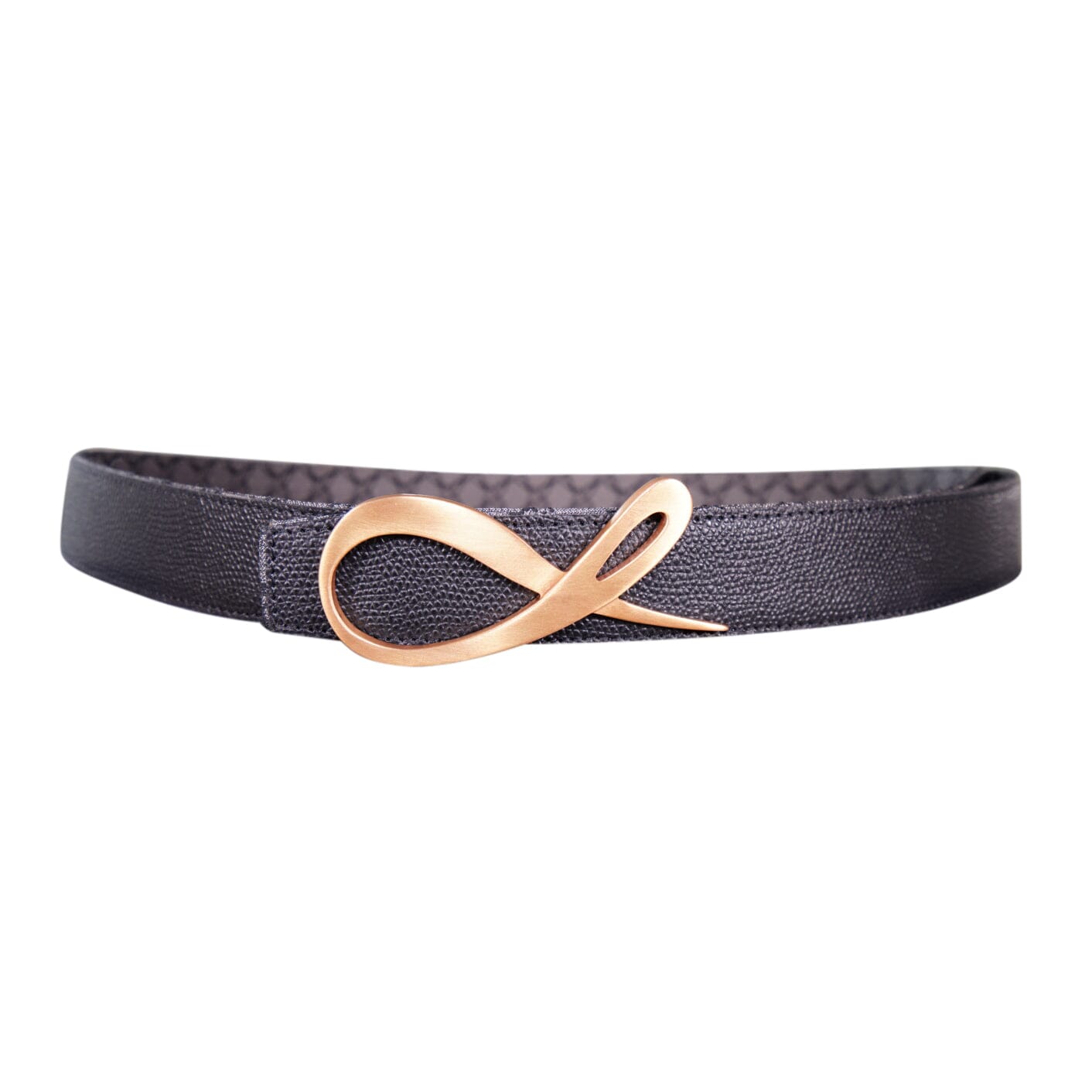 Charcoal Nero Logo Reversible Belt With Rose Gold Signature Buckle