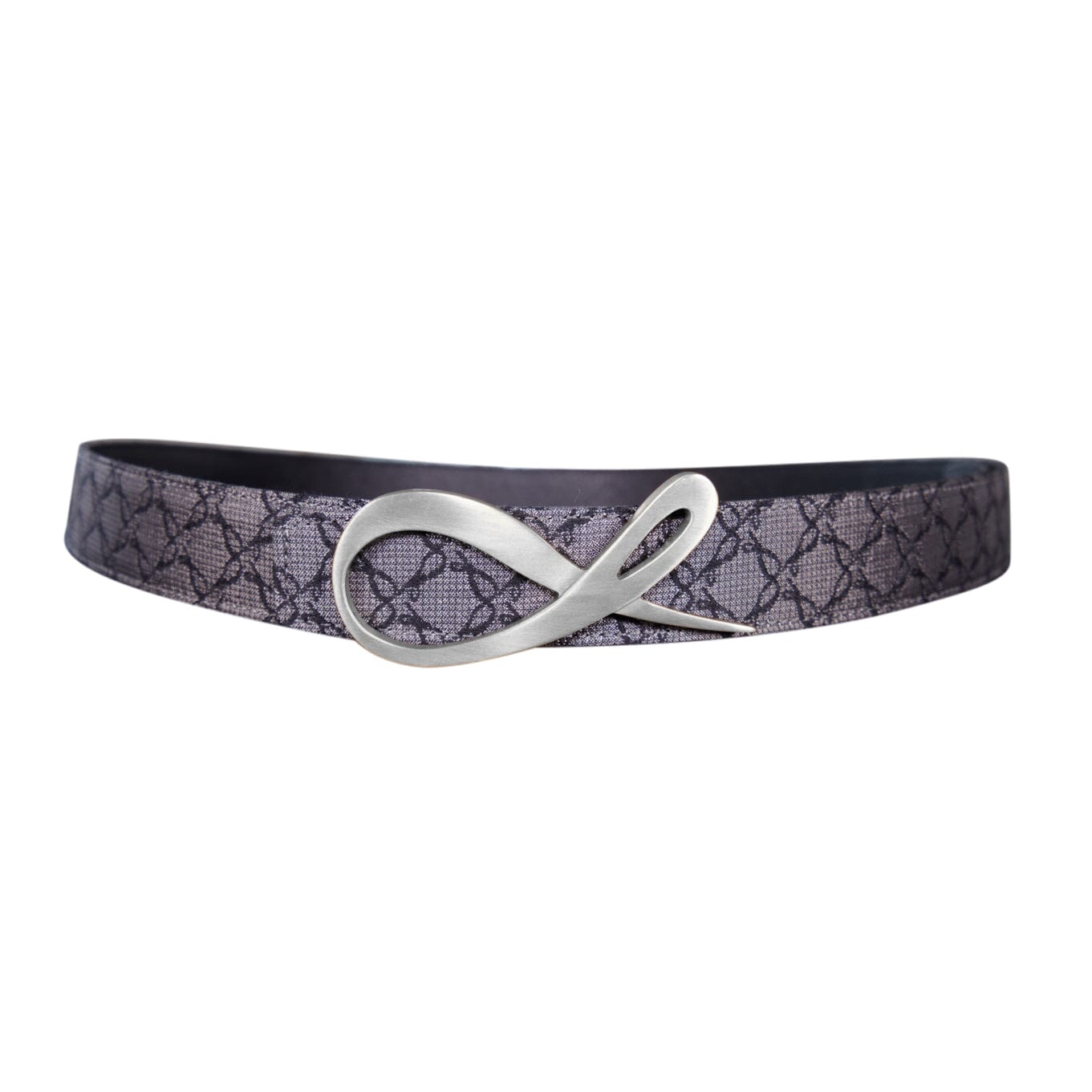 Charcoal Nero Logo Reversible Belt With Silver Signature Buckle