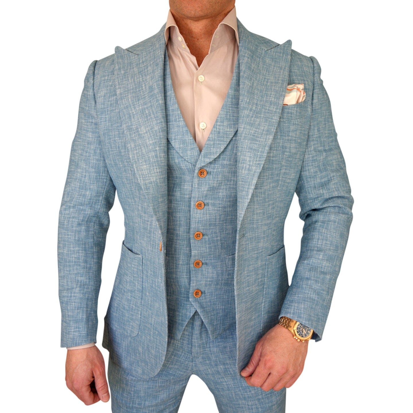 Teal Blu Lino Tweed Jacket