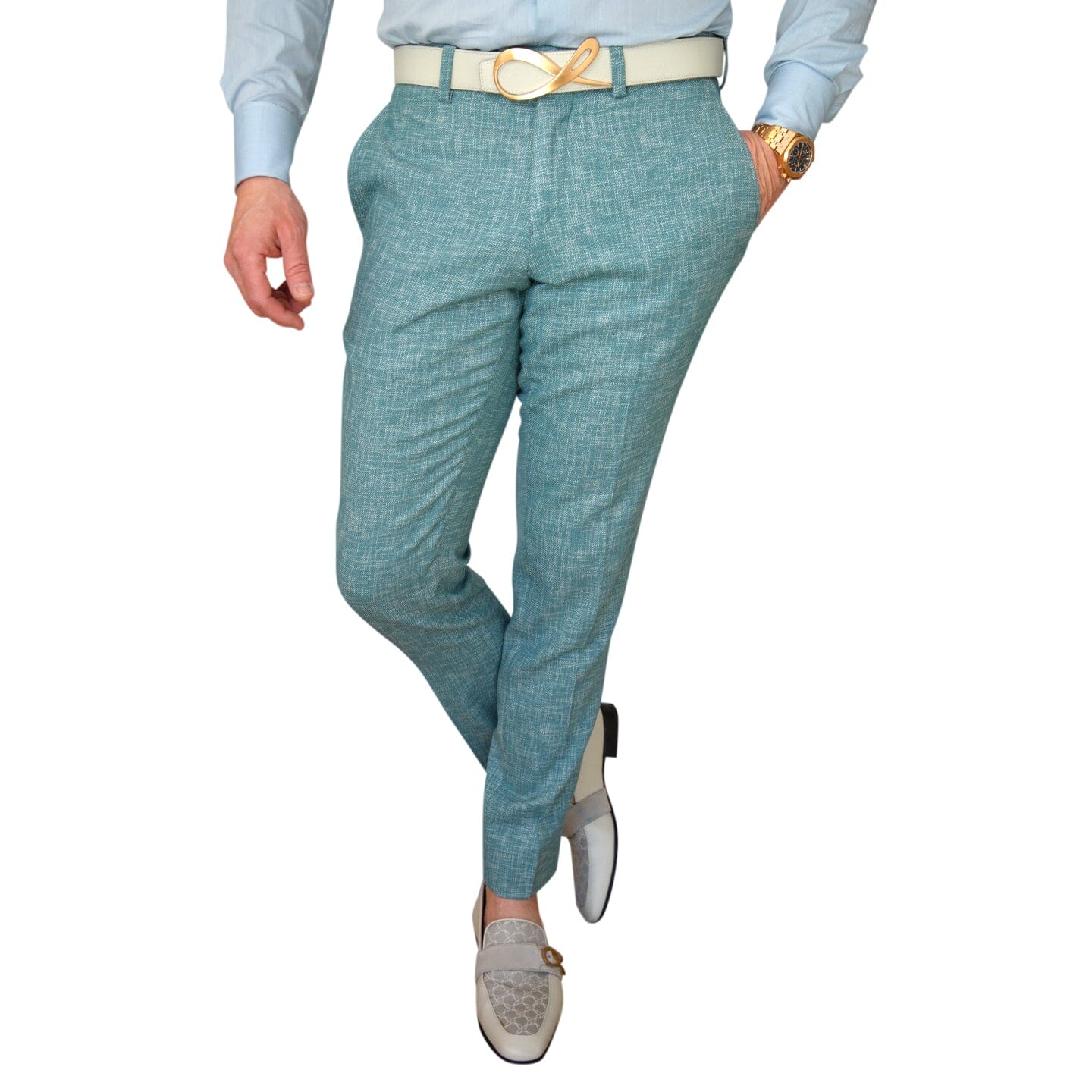 Aqua Lino Tweed Trousers