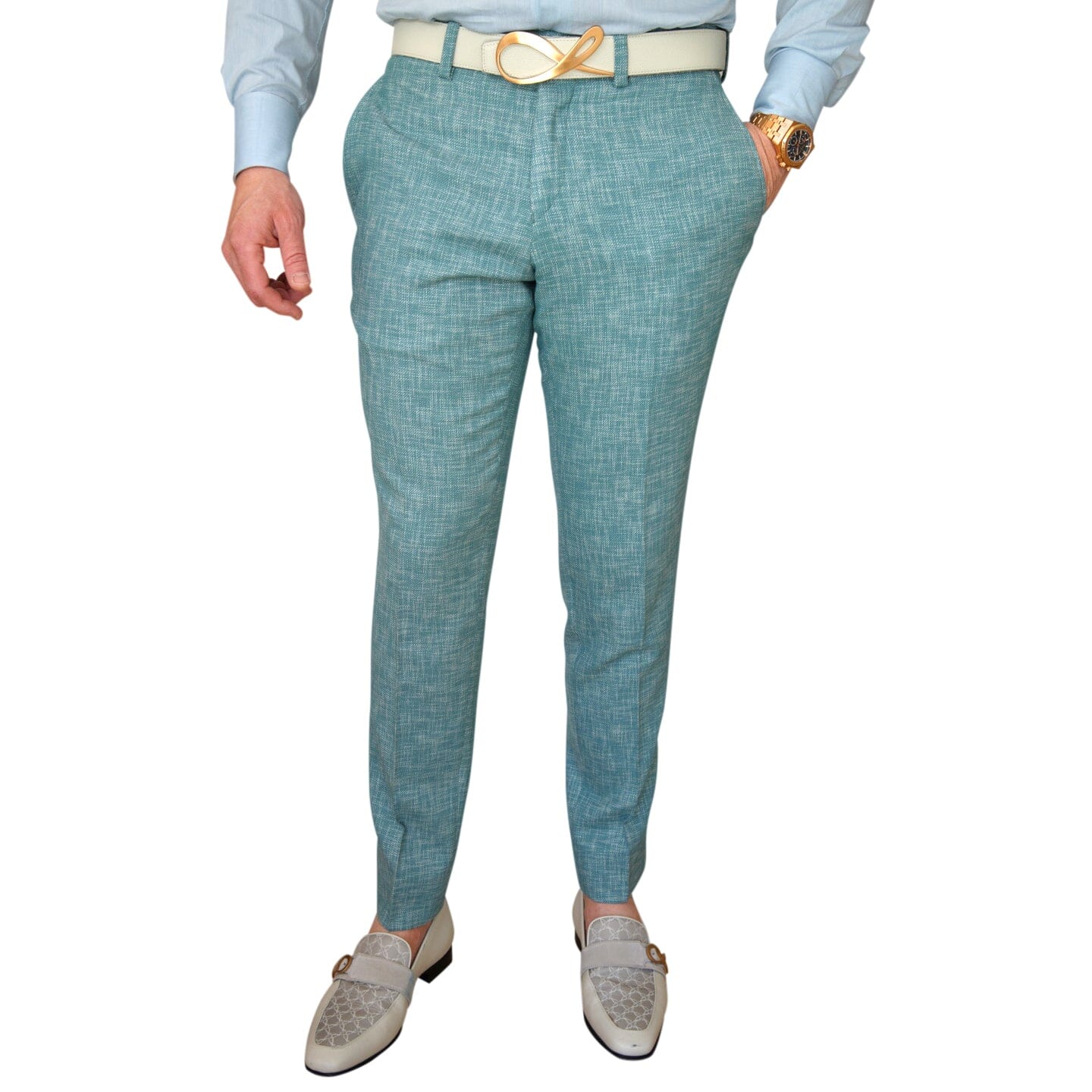 Aqua Lino Tweed Trousers