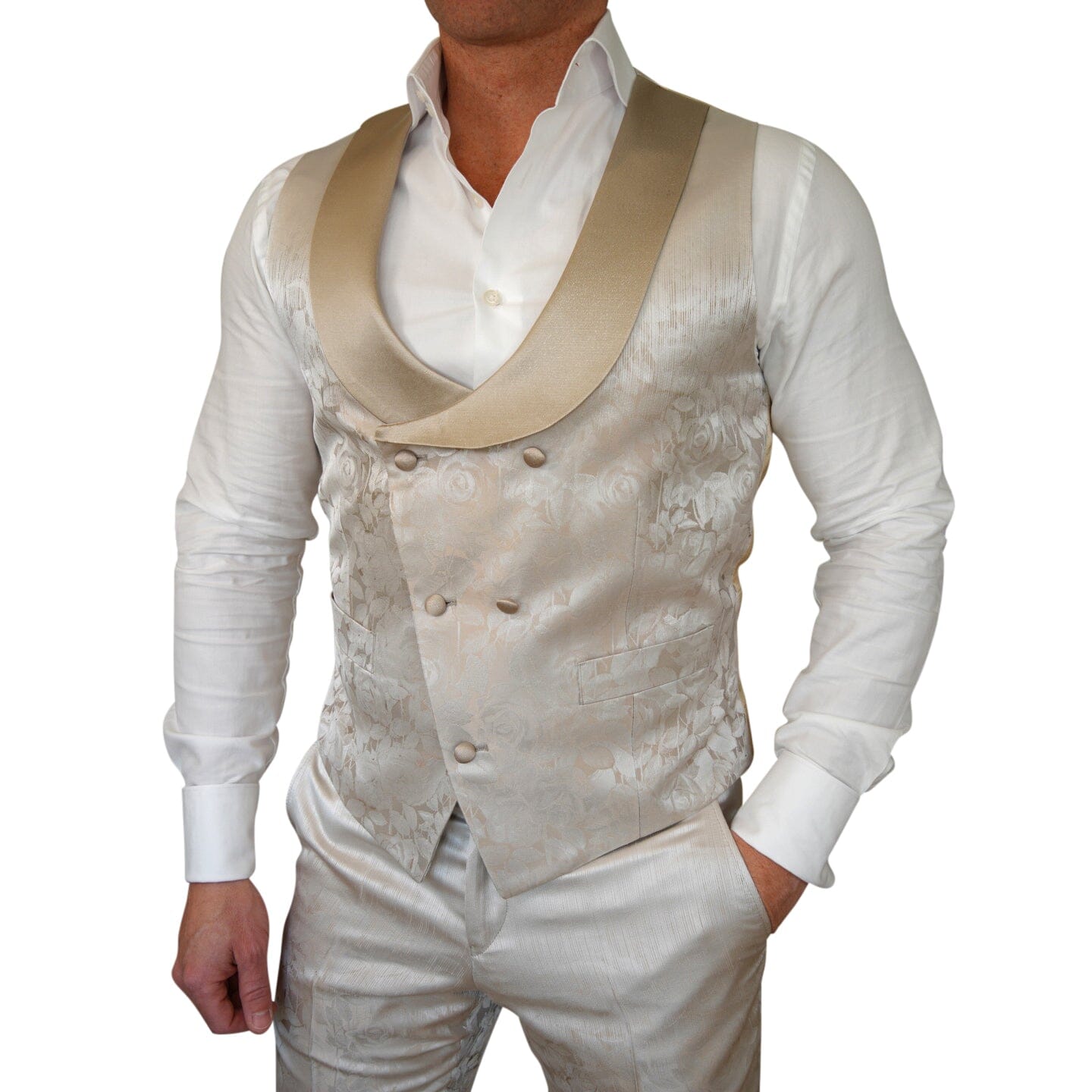 Champagne Sateen Ombre Double Breasted Waistcoat