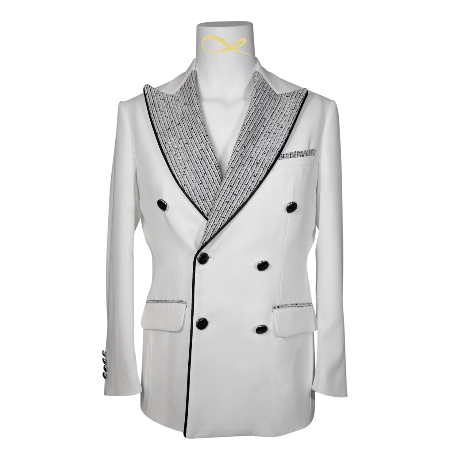 Bianco Tweed Paillette Double Breasted Jacket