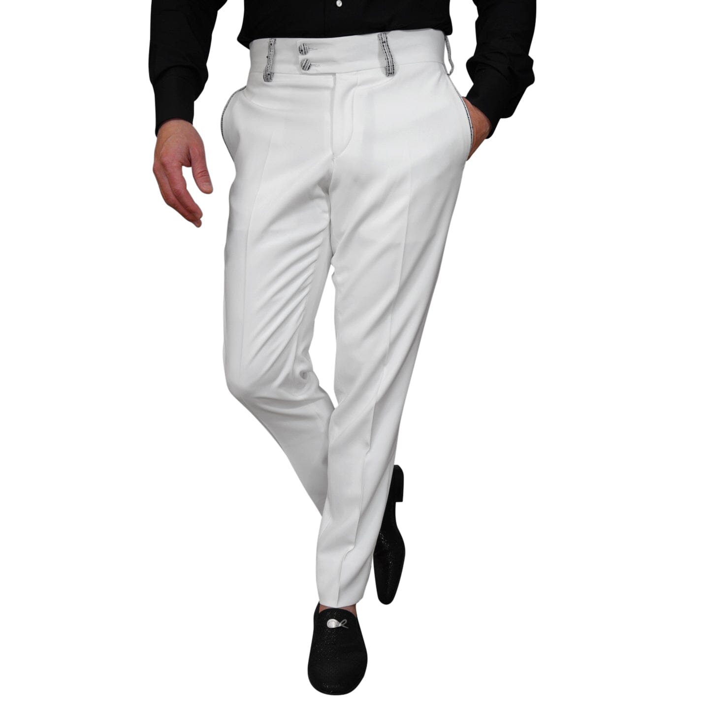 Bianco Tweed Paillette Trousers