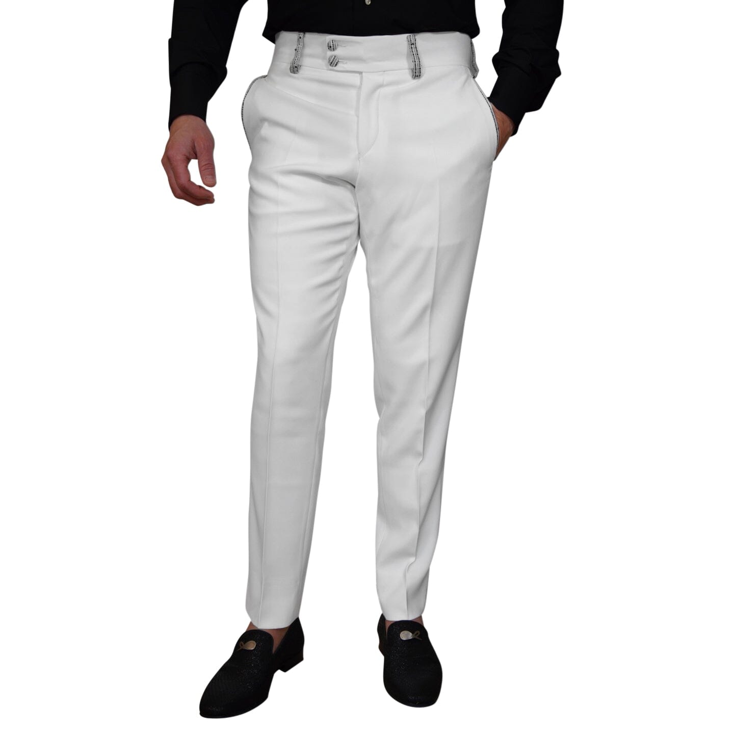 Bianco Tweed Paillette Trousers