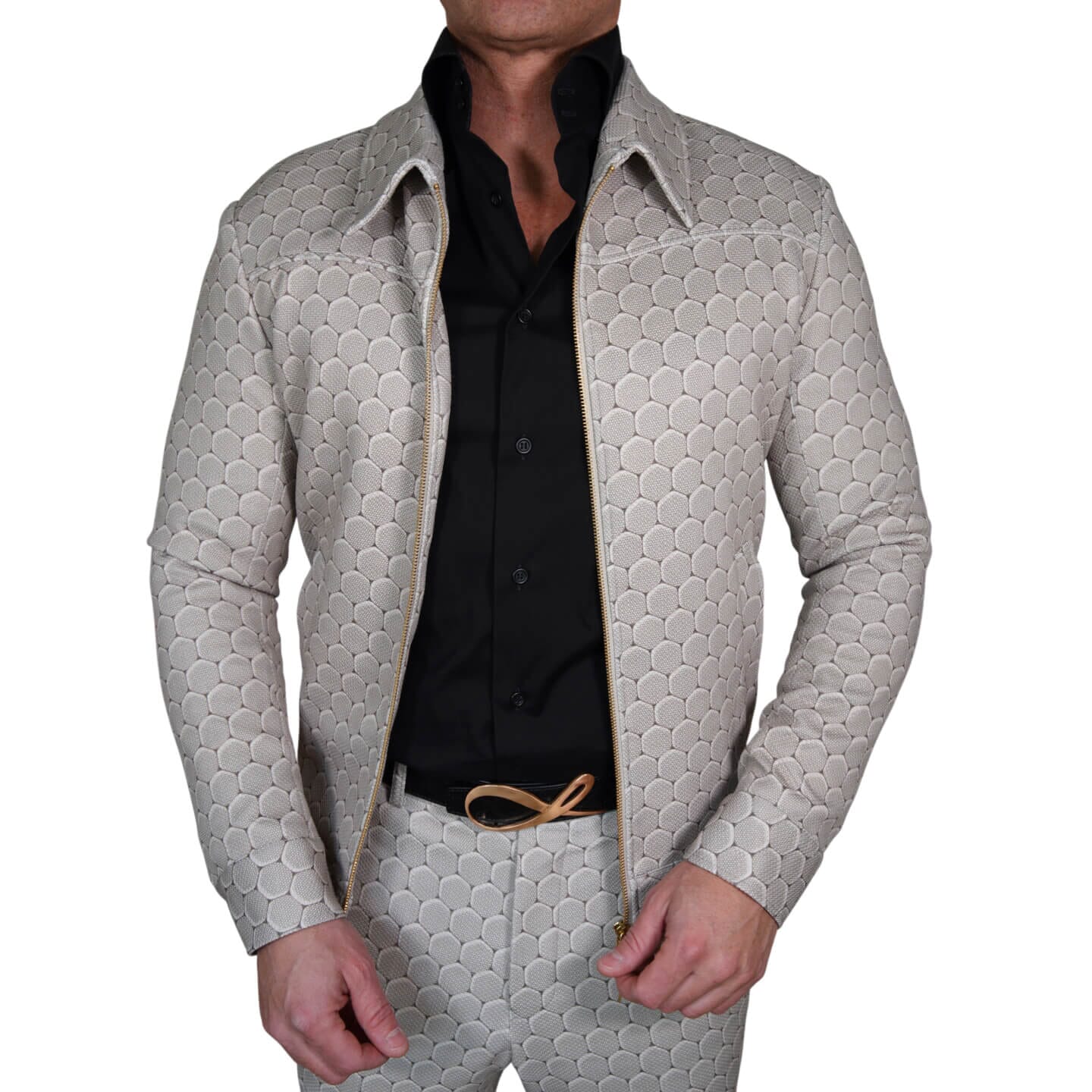 Taupe Honeycomb Luxury Two Way Performance Bomber Jacket