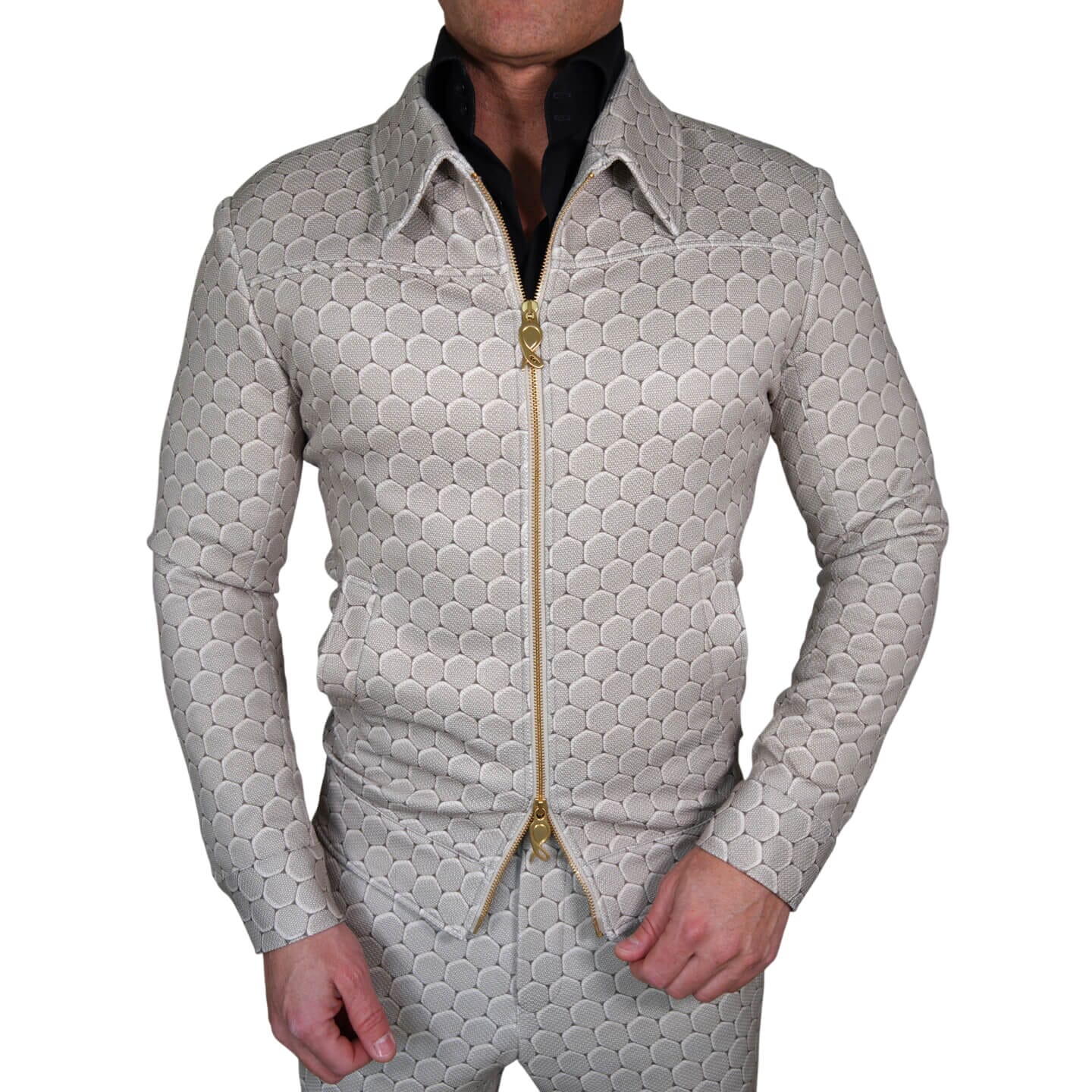 Taupe Honeycomb Luxury Two Way Performance Bomber Jacket