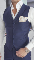 Navy Blue Evento Ciottoli Waistcoat