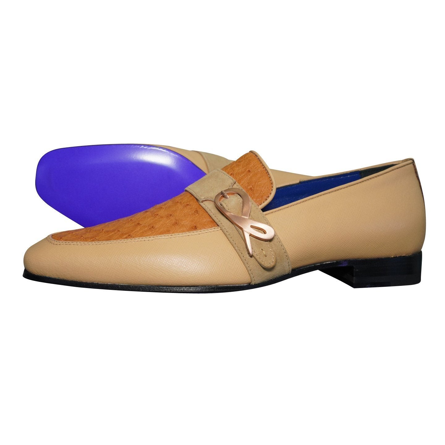 Tuscan Ostrich Monk Rose Gold Loafer 47 Tuscan Ostrich Monk Rose Gold Loafer 47