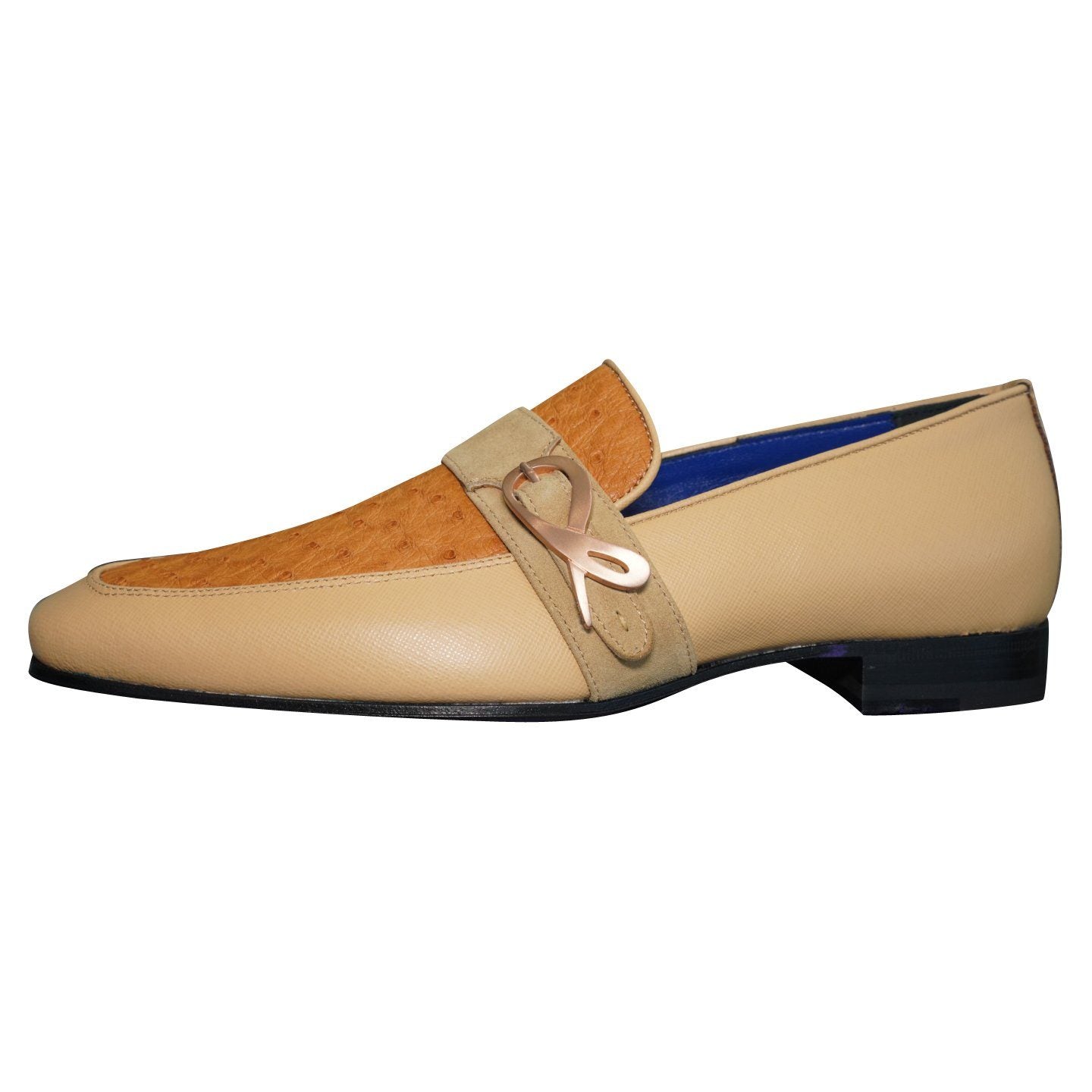 Tuscan Ostrich Monk Rose Gold Loafer