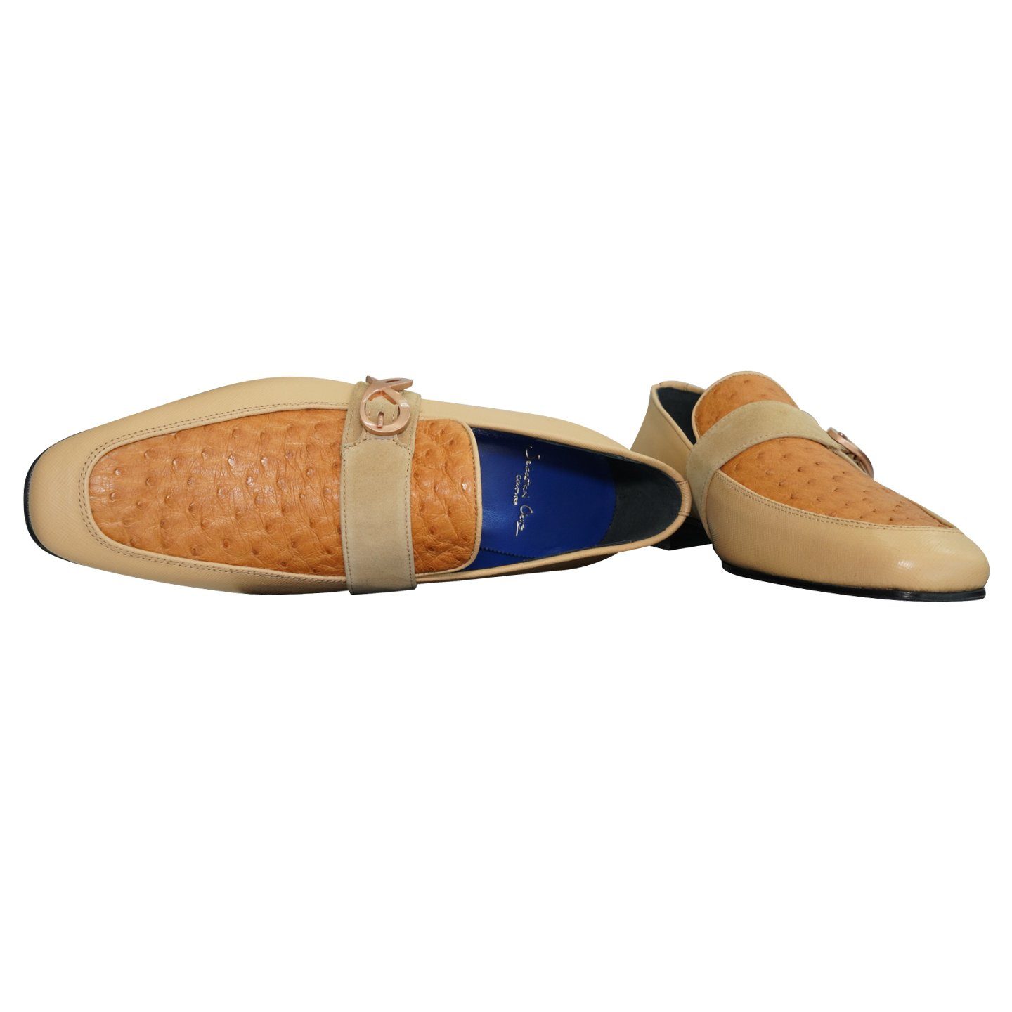 Tuscan Ostrich Monk Rose Gold Loafer