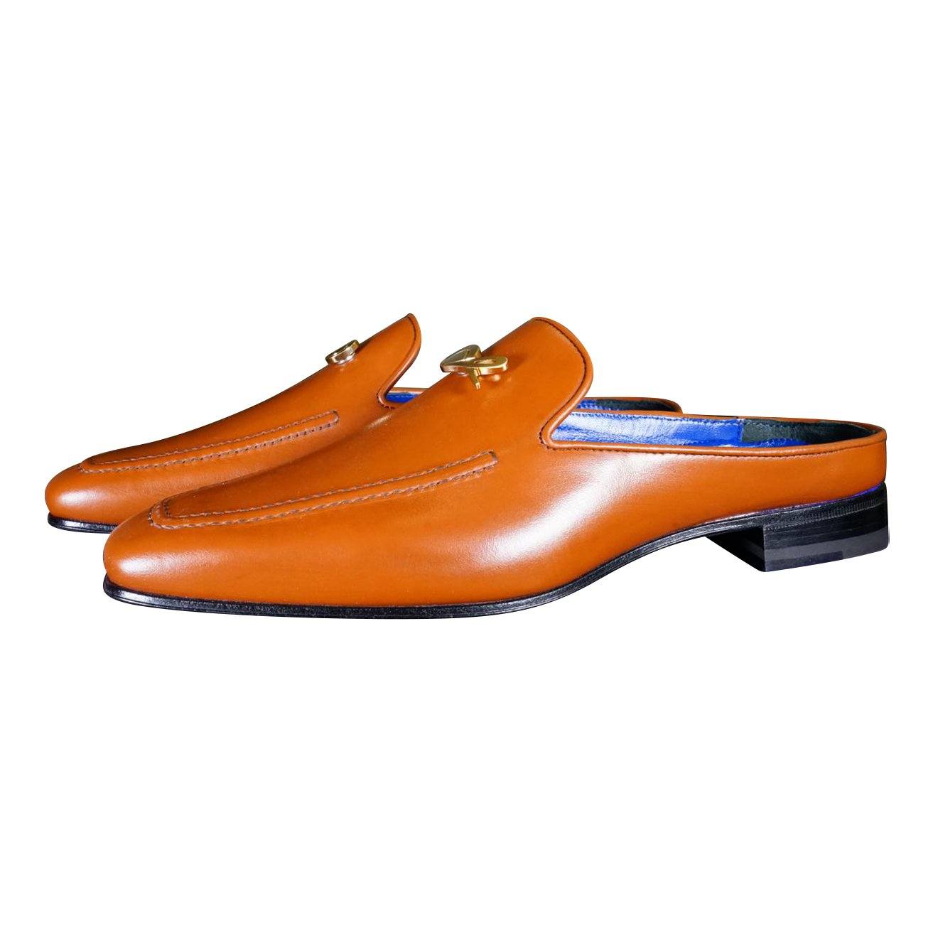Caramello With Yellow Gold Hardware Leather Slippers