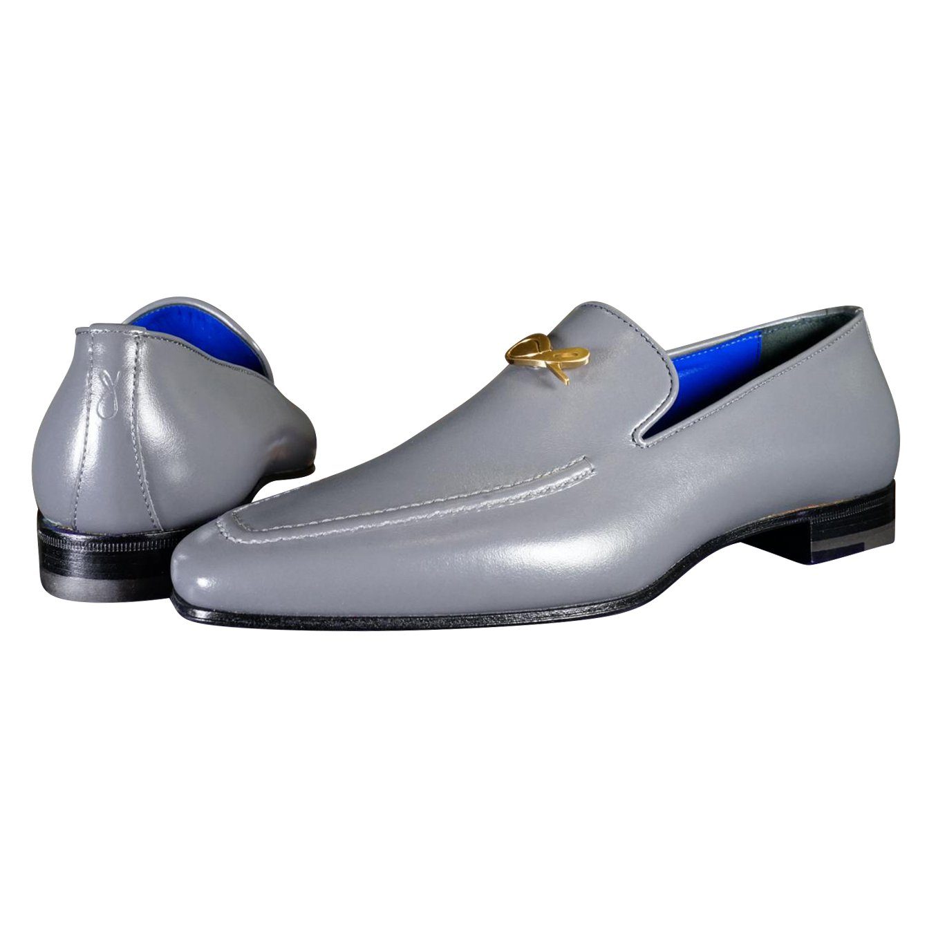 Grafite With Yellow Gold Hardware Leather Loafers