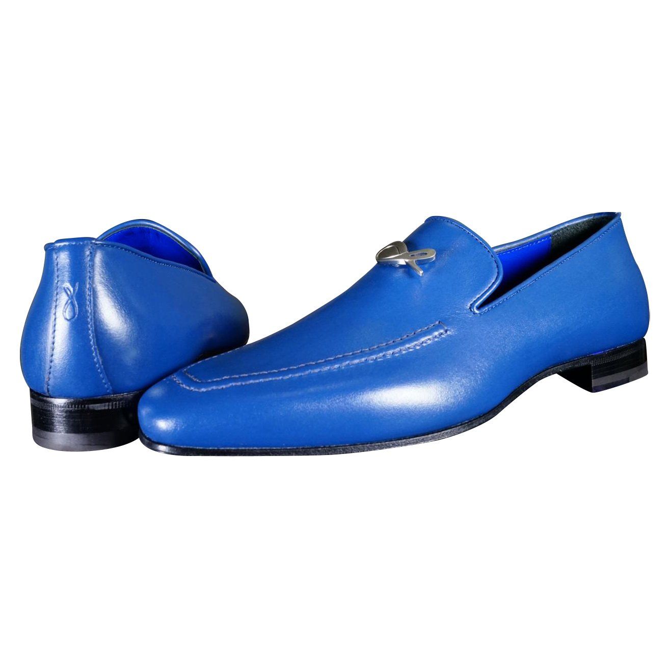 Cobalt With Silver Hardware Leather Loafer
