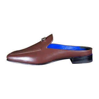 Cacao With Silver Hardware Leather Slipper