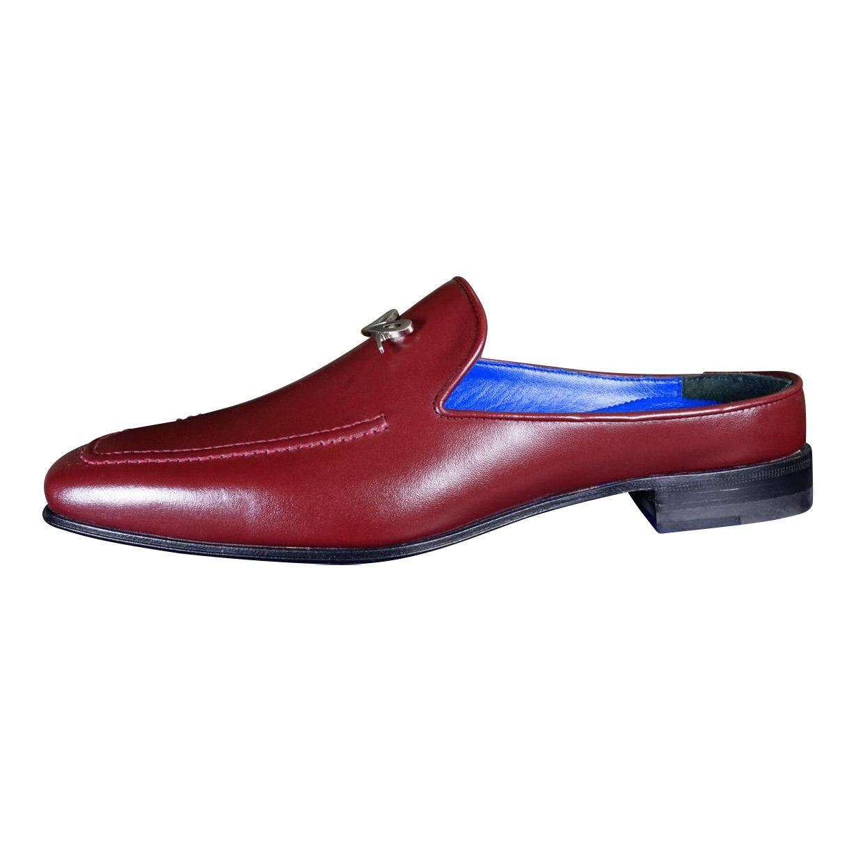 Bordo With Silver Hardware Leather Slippers