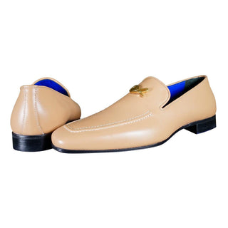 Latte With Yellow Gold Hardware Leather Loafers
