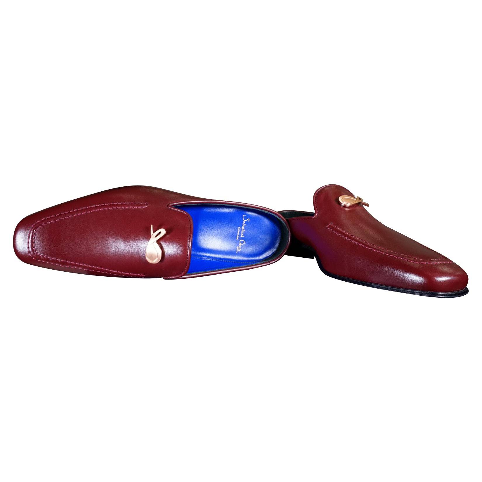 Bordo With Rose Gold Hardware Leather Slippers