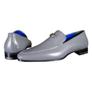 Grafite With Silver Hardware Leather Loafers