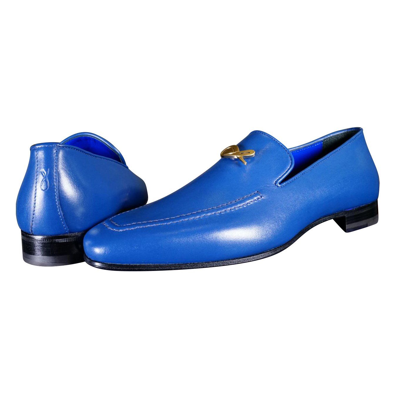 Cobalt With Yellow Gold Hardware Leather Loafer