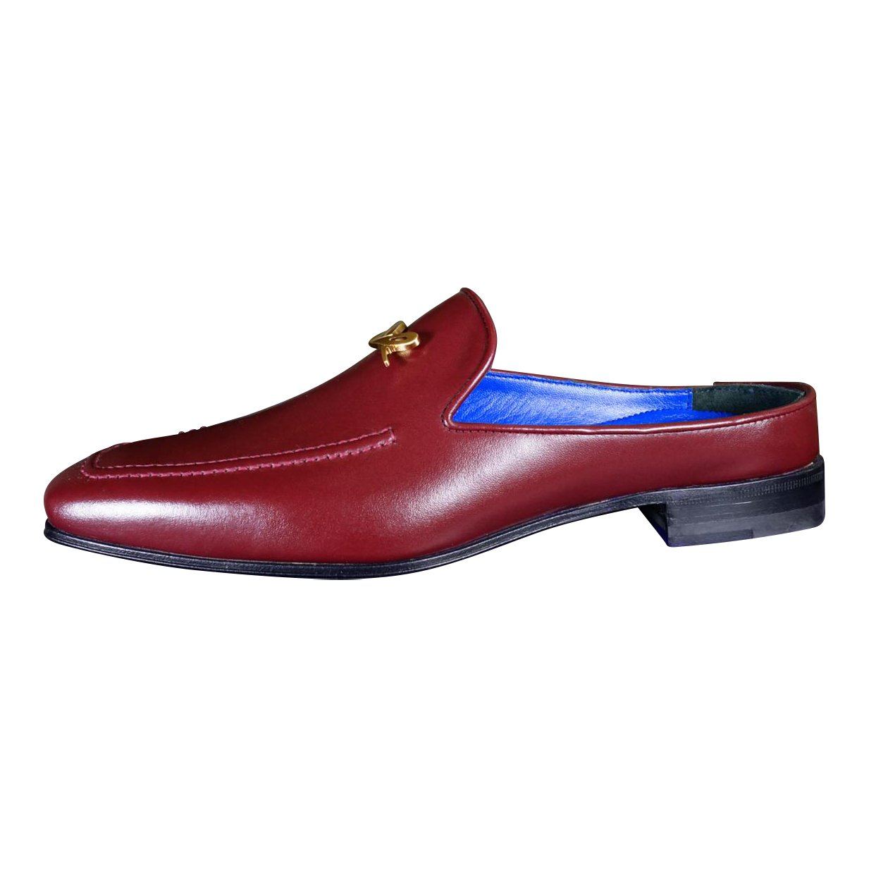 Bordo With Yellow Gold Hardware Leather Slippers