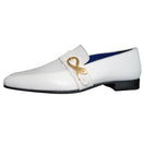White Diamante Leather Monk Loafers