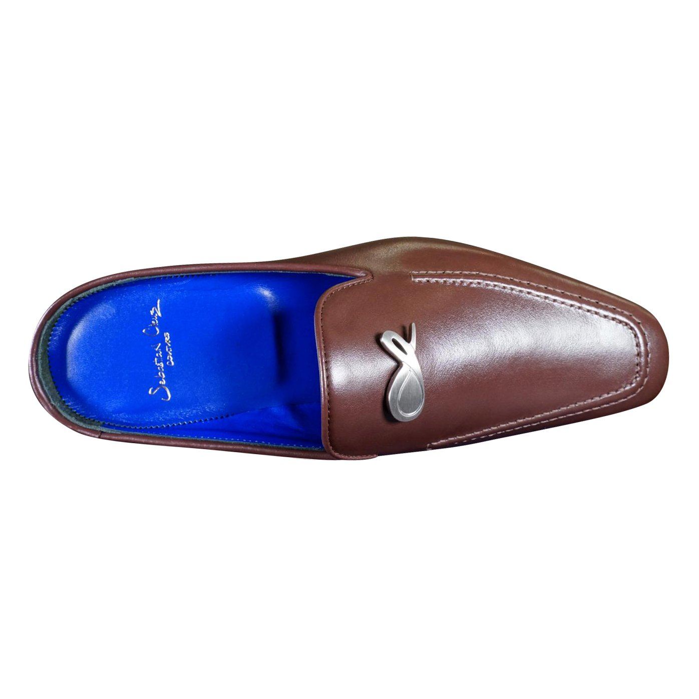 Cacao With Silver Hardware Leather Slipper