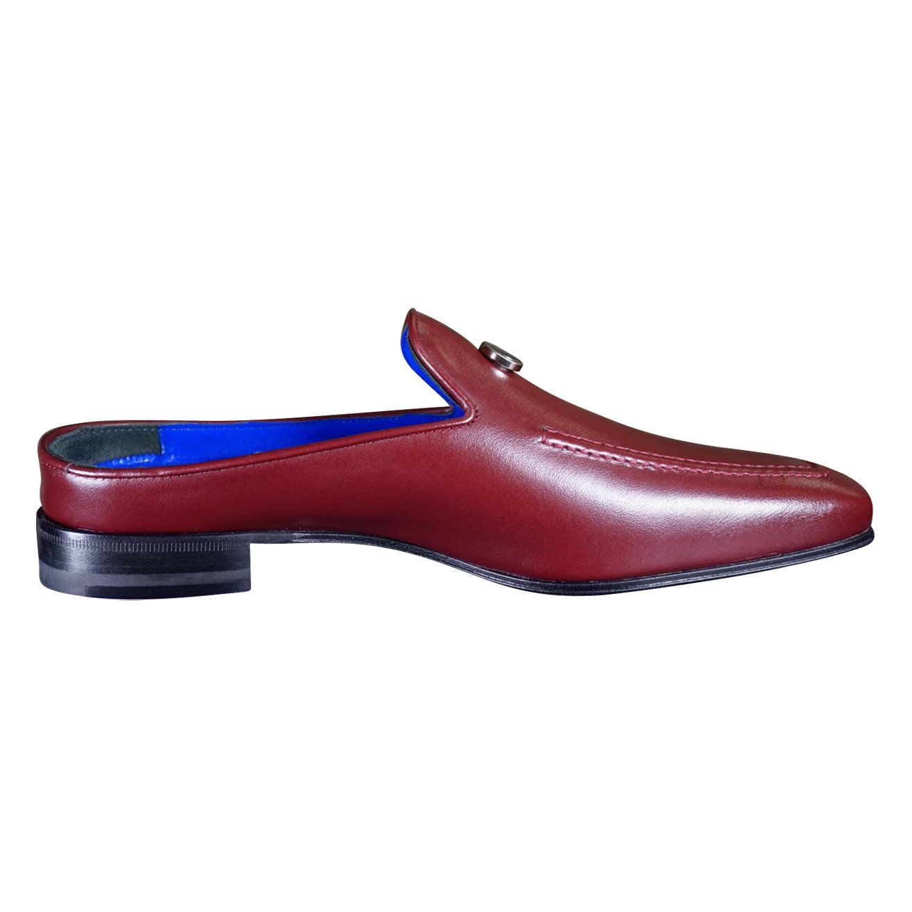 Bordo With Silver Hardware Leather Slippers