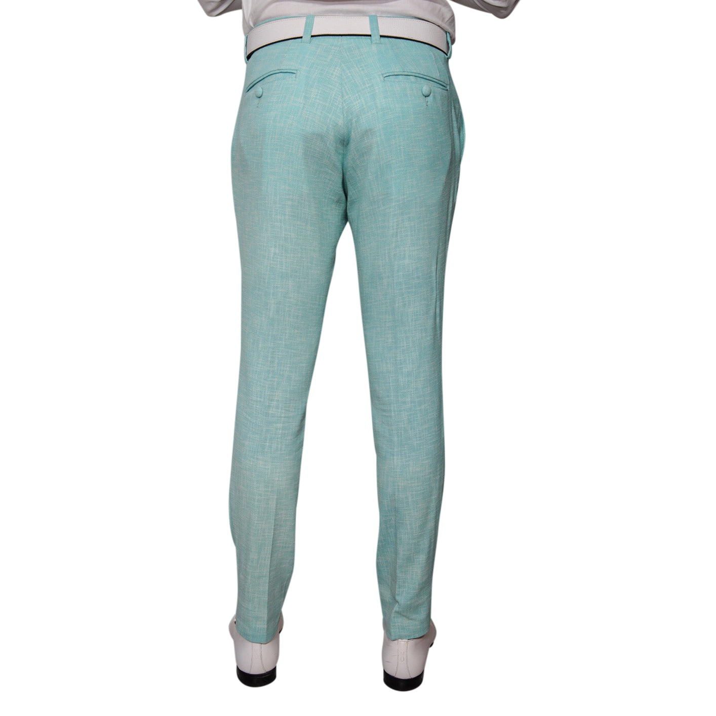 Blu Ciano Lino Tweed Trousers
