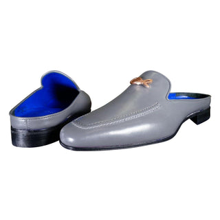 Grafite With Rose Gold Hardware Leather Slippers