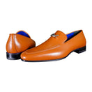 Caramello With Silver Hardware Leather Loafers