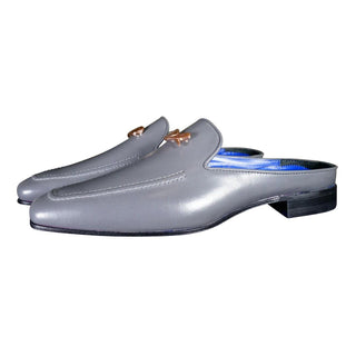 Grafite With Rose Gold Hardware Leather Slippers