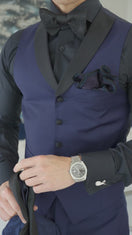 Navy Blue & Black Paisley Dinner Jacket